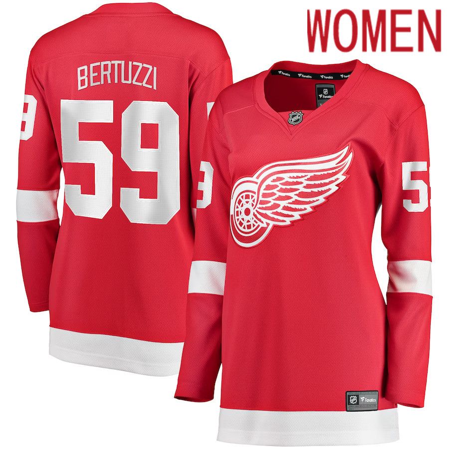 Women Detroit Red Wings #59 Tyler BertuzziFanatics Branded Red Home Breakaway Player NHL Jersey